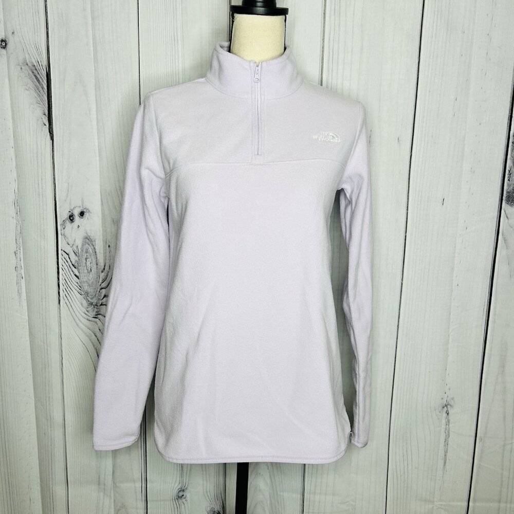 North Face Sweatshirt Womens Sz S Light Purple Fleece 1/4 Zip Pullover Outdoor